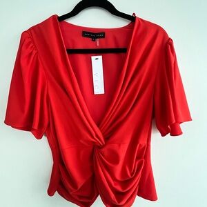 Women's Red Twist Front Top
